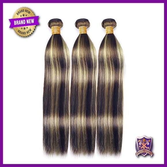 Brazilian Human Hair Extensions Straight Bundles 16-20 Inch Double Weft